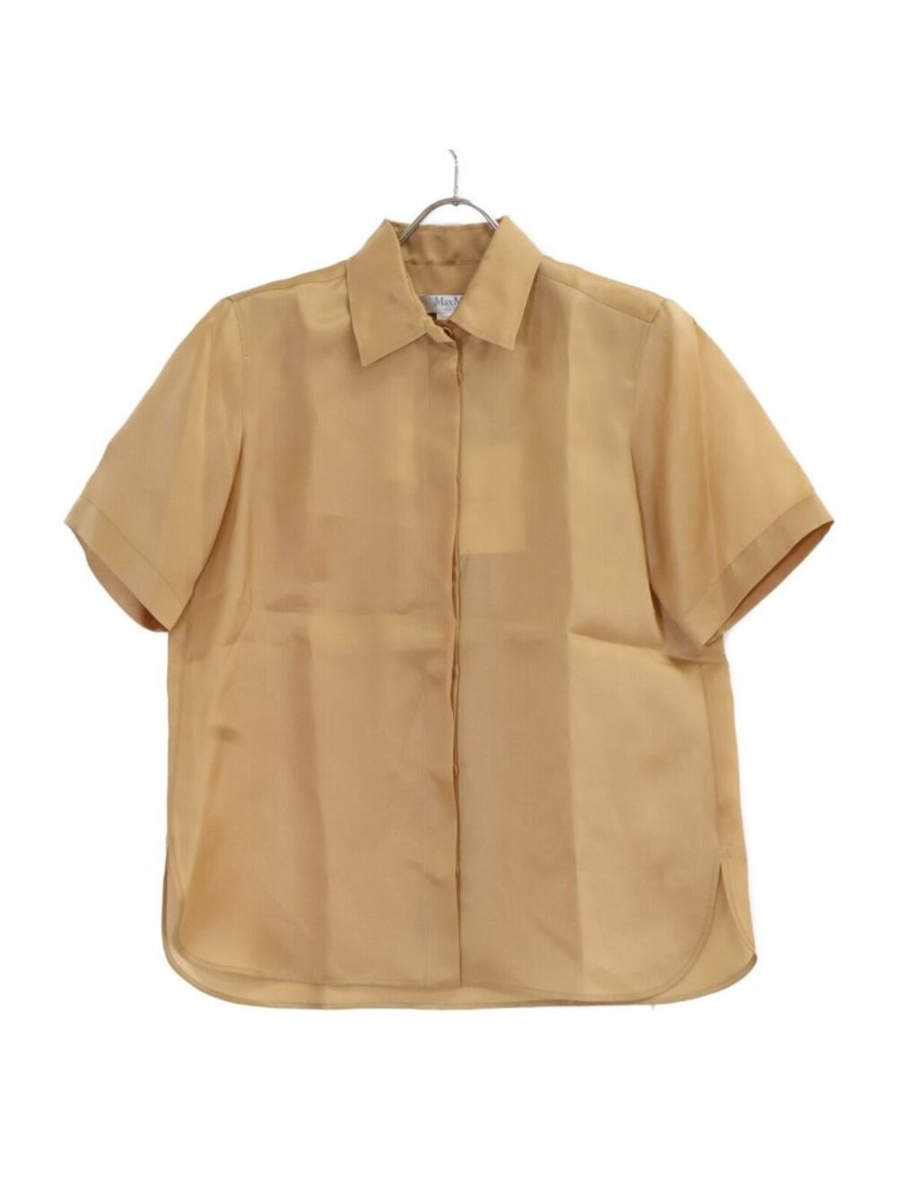 Max Mara Camel Silk Short Sleeve Shirt 42